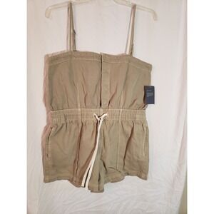 Women's Universal Threads One Piece Short Suit Khaki Size L